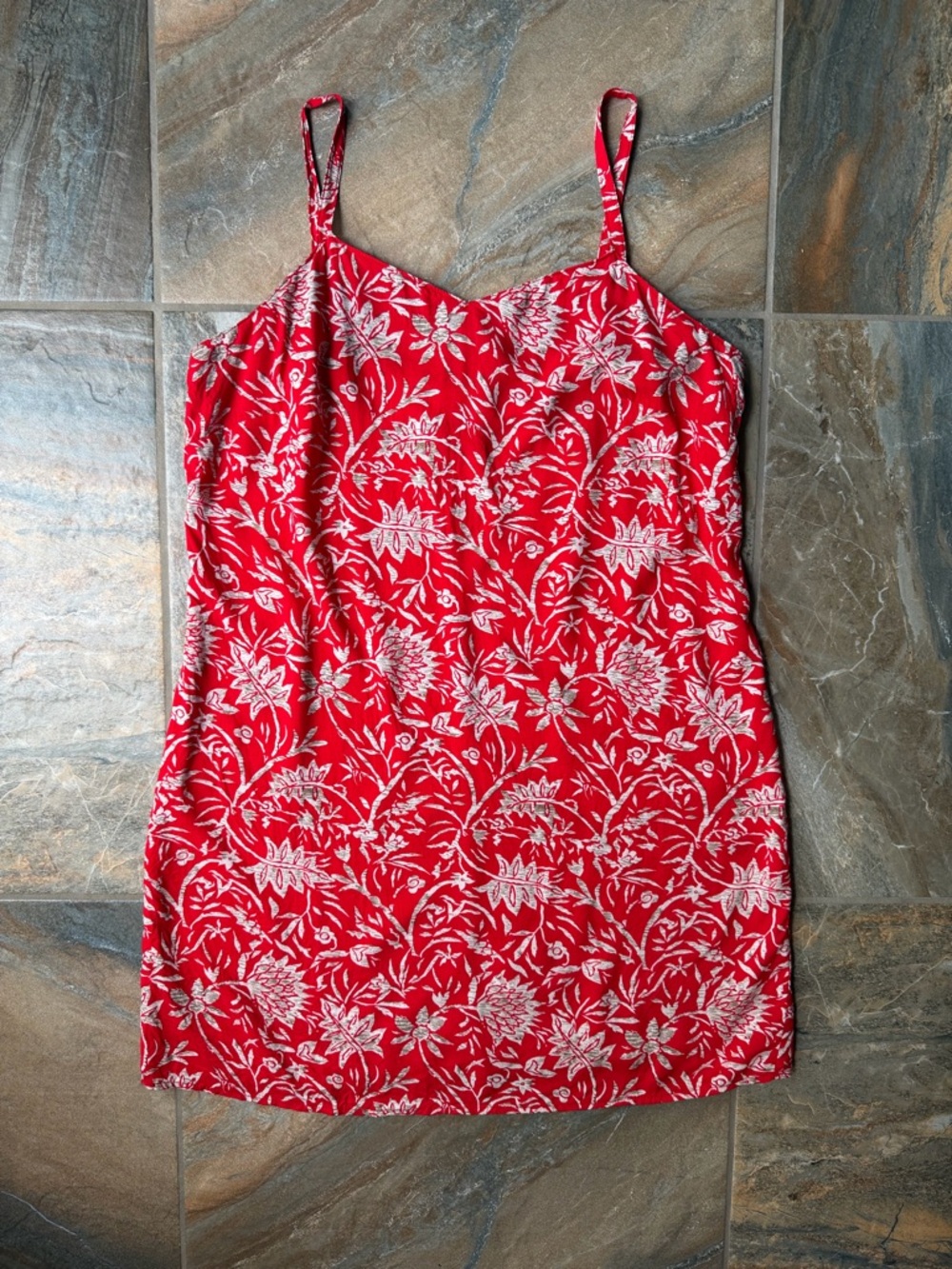 Vintage No Boundaries Y2K Red Floral Mini Slip Dress Grunge Boho Large L